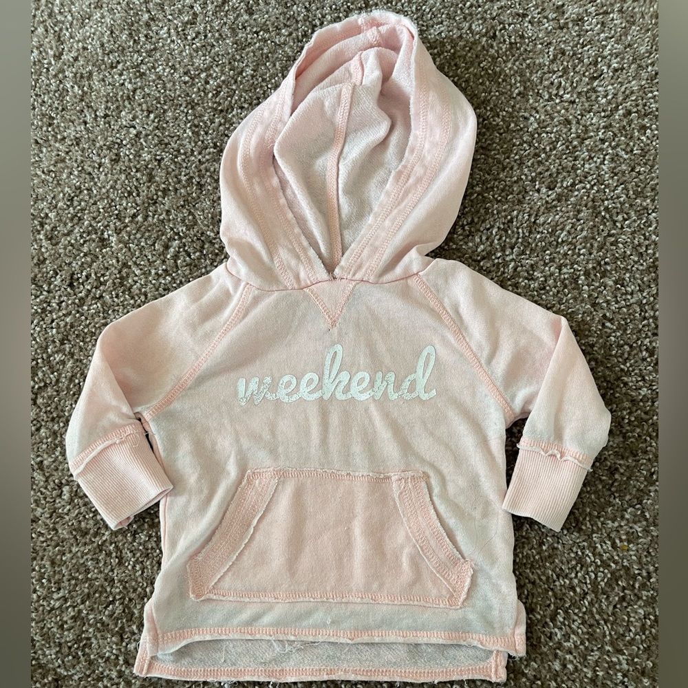 Pink distressed hoodie